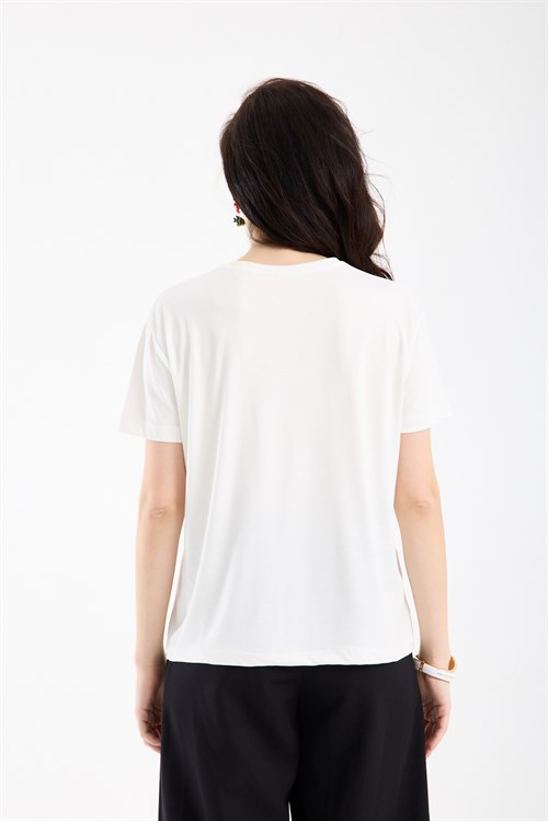 Wholesale Womens Ecru Basic T-Shirt