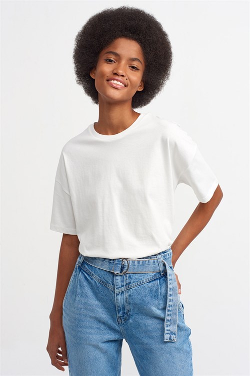 Wholesale Womens Ecru Basic T-Shirt