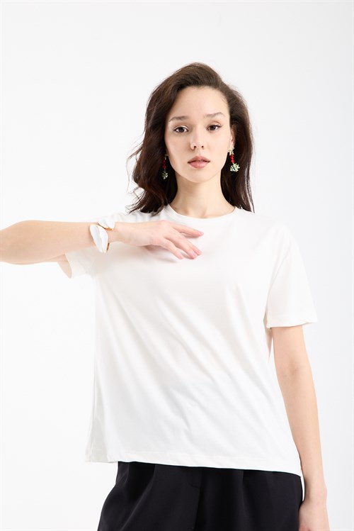 Wholesale Womens Ecru Basic T-Shirt