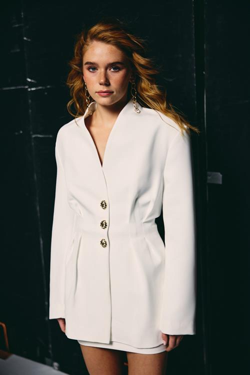 Wholesale Womens Ecru Blazer with Golden Buttons