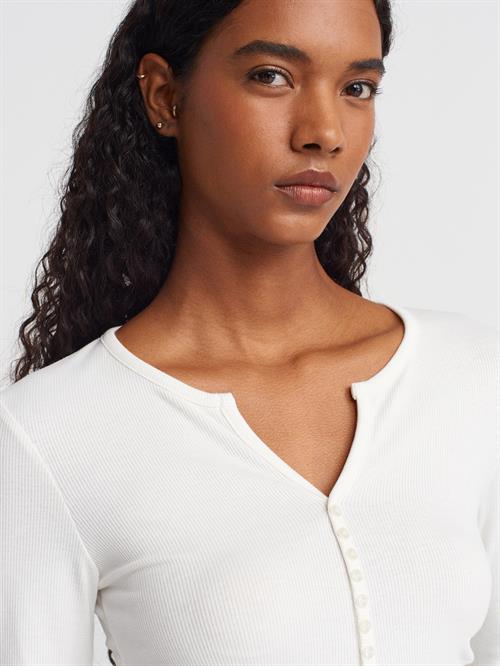 Wholesale Womens Ecru Button Detailed Gathered Top