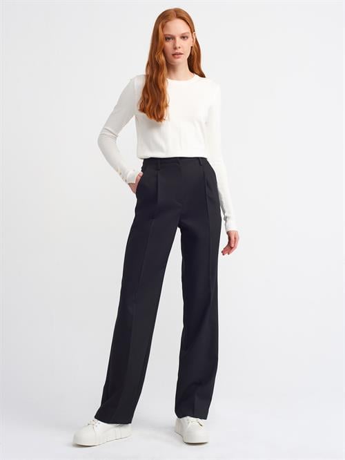 Wholesale Womens Ecru Crew-Neck Knit Blouse with Snap-Button Wide Cuffs