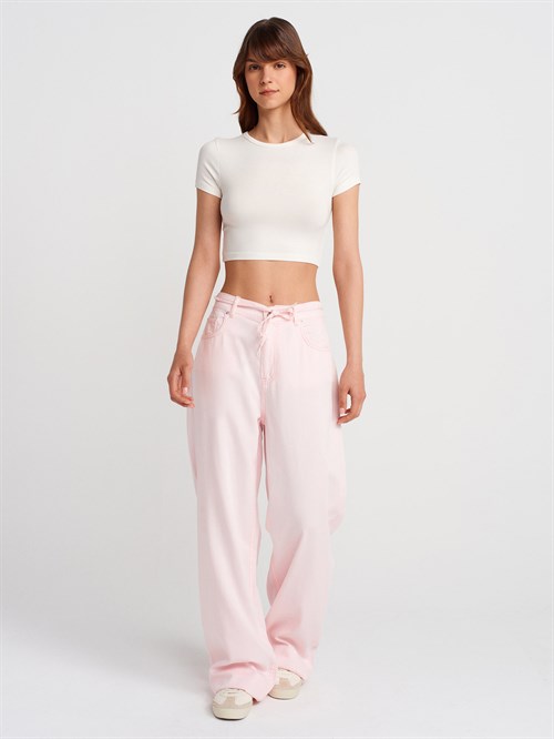 Wholesale Womens Ecru Crop T-Shirt
