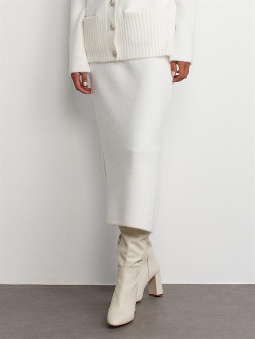 Wholesale Womens Ecru Elastic Waist Knit Skirt