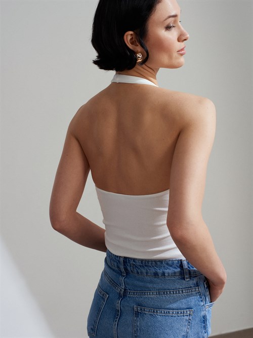 Wholesale Womens Ecru Halter Neck Top