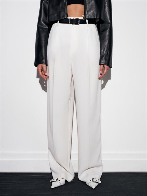 Wholesale Womens Ecru High Waist Pleated Palazzo Trousers