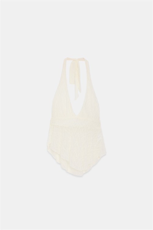 Wholesale Womens Ecru Lace Halter Top