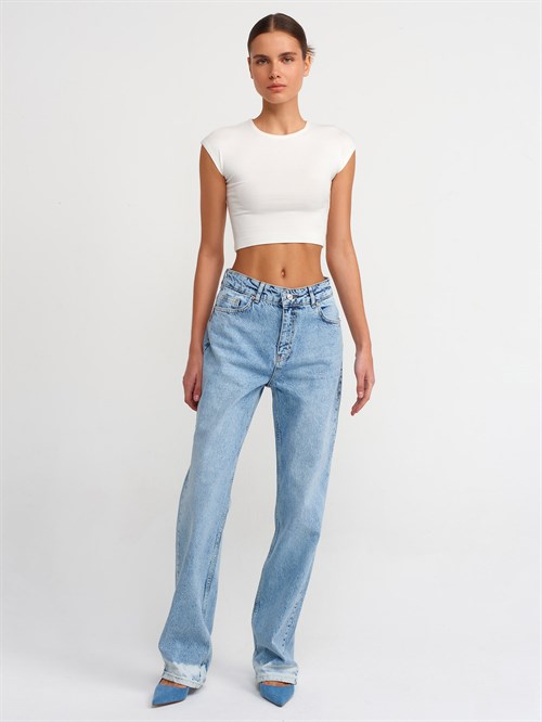 Wholesale Womens Ecru Modal Cotton Crop T-Shirt