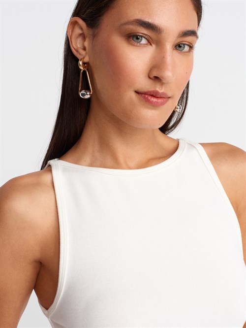 Wholesale Womens Ecru Modal Cotton Sleeveless Top