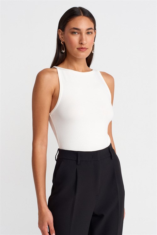 Wholesale Womens Ecru Modal Cotton Sleeveless Top