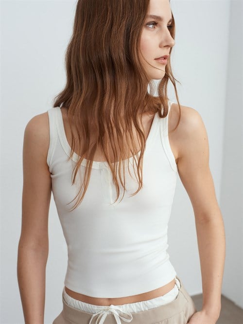 Wholesale Womens Ecru Modal Cotton Tank Top