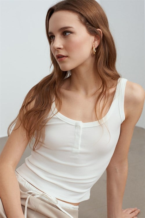 Wholesale Womens Ecru Modal Cotton Tank Top