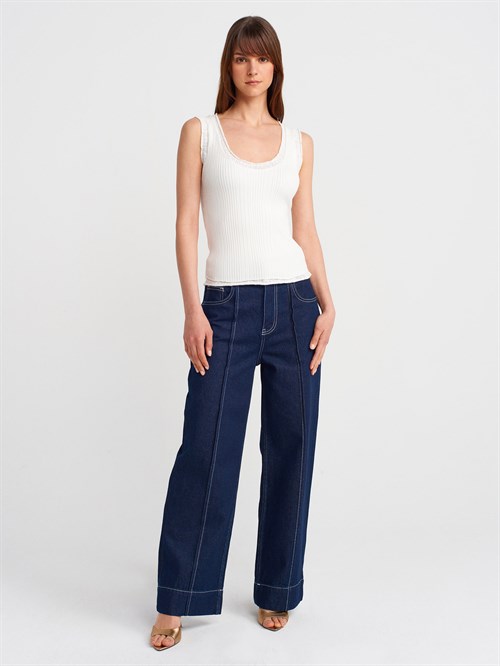 Wholesale Womens Ecru Ribbed Fine Textured Knit Blouse