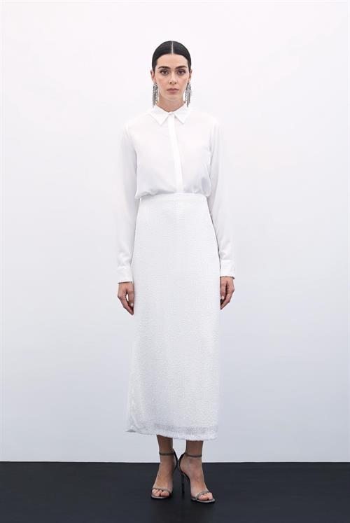 Wholesale Womens Ecru Sequined Skirt