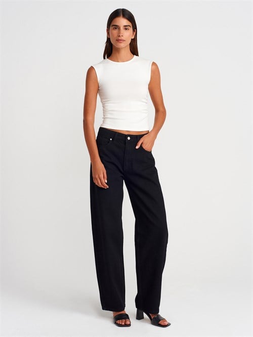 Wholesale Womens Ecru Side Gathered T-Shirt