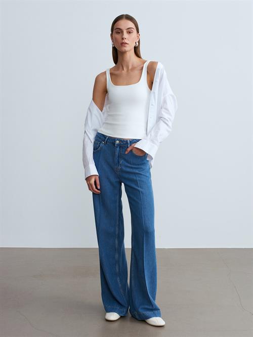 Wholesale Womens Ecru Square-Neck Tank Top with Open Back