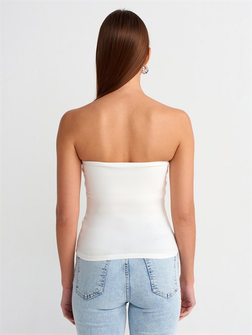 Wholesale Womens Ecru Strapless Top
