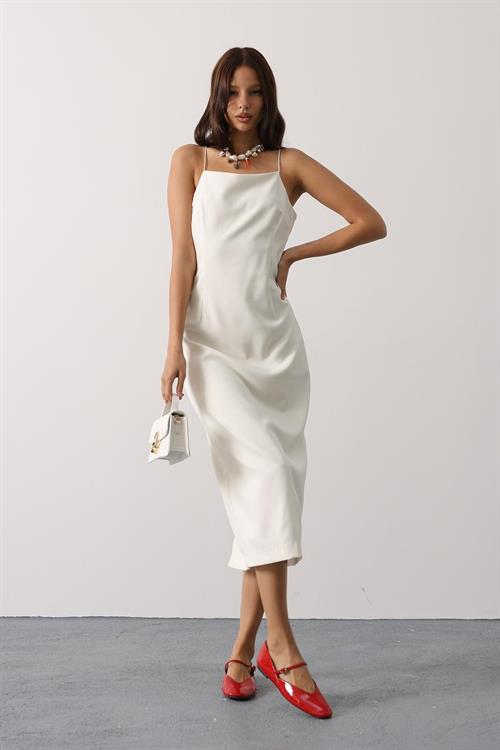 Wholesale Womens Ecru Strappy Midi Dress