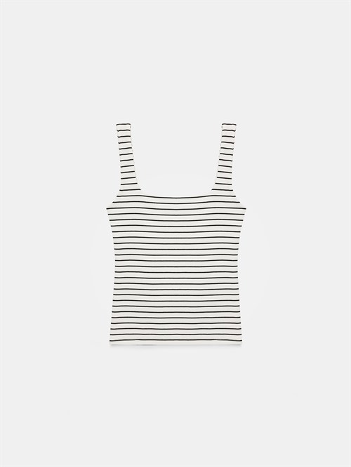Wholesale Womens Ecru Striped Top with Wide Straps
