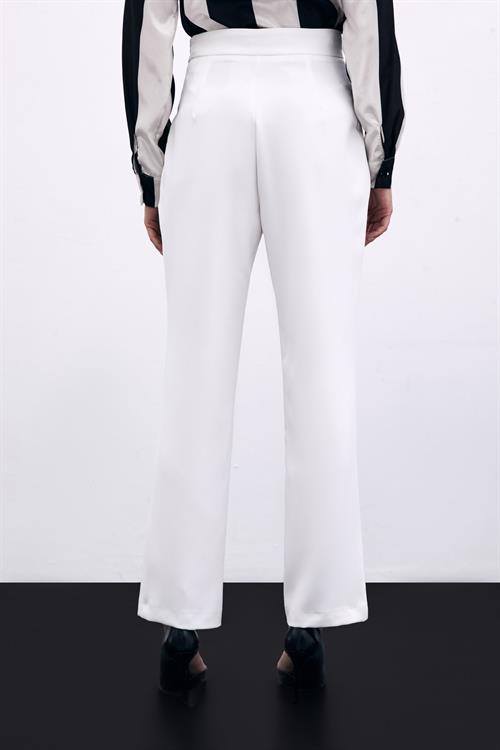 Wholesale Womens Ecru Trousers with Accessory Detail