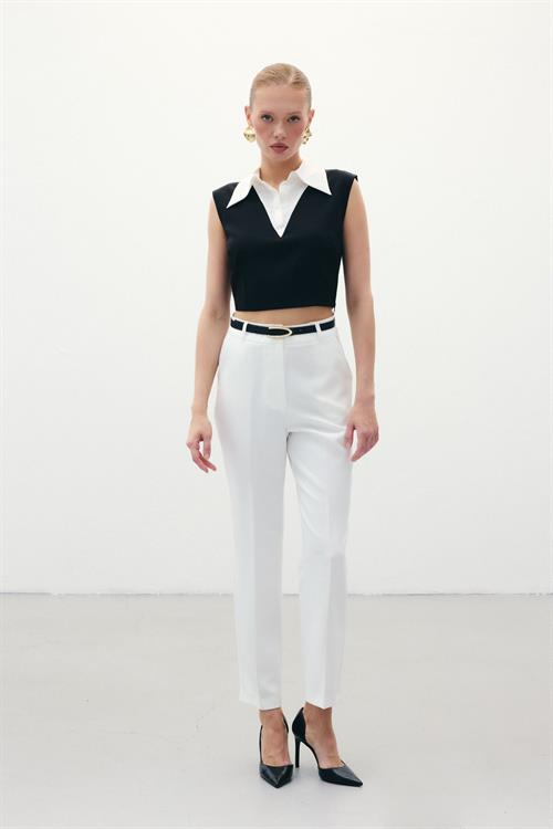 Wholesale Womens Ecru Trousers with Belt