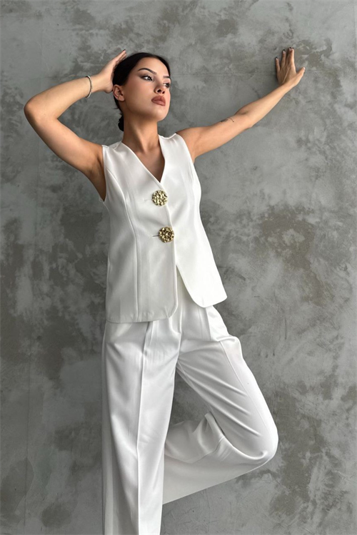 Wholesale Womens Ecru Two-Piece Suit 