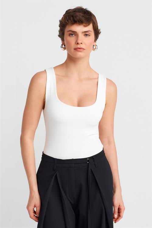 Wholesale Womens Ecru U Neck Tank Top