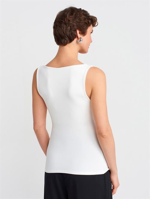 Wholesale Womens Ecru U Neck Tank Top