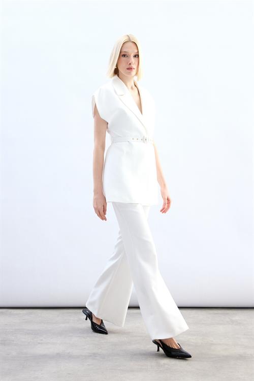 Wholesale Womens Ecru Waistcoat with Belt