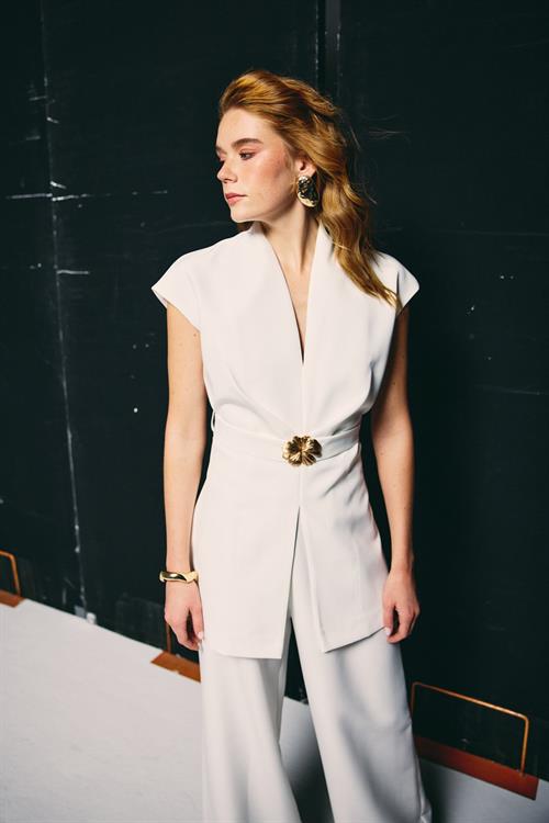 Wholesale Womens Ecru Waistcoat with Belt