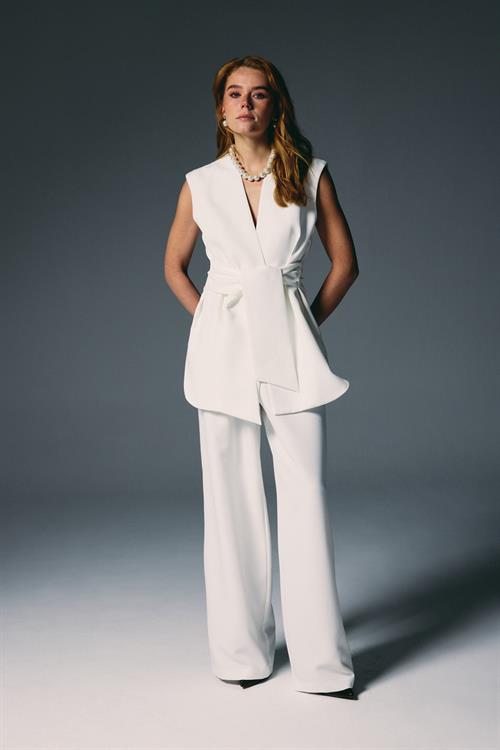 Wholesale Womens Ecru Waistcoat with Belt