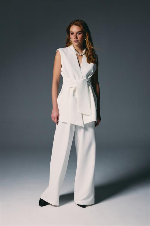 Wholesale Womens Ecru Waistcoat with Belt