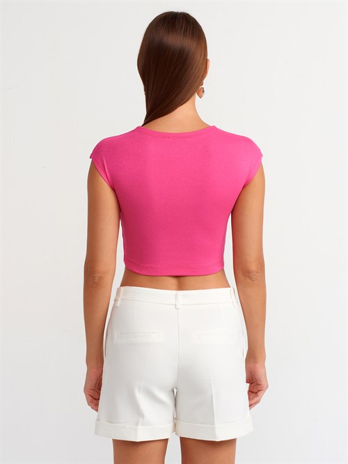 Wholesale Womens Fuchsia Modal Cotton Crop T-Shirt