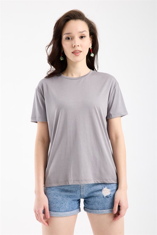 Wholesale Womens Gray Basic T-Shirt