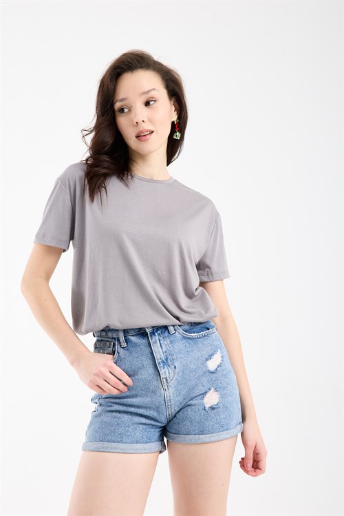 Wholesale Womens Gray Basic T-Shirt