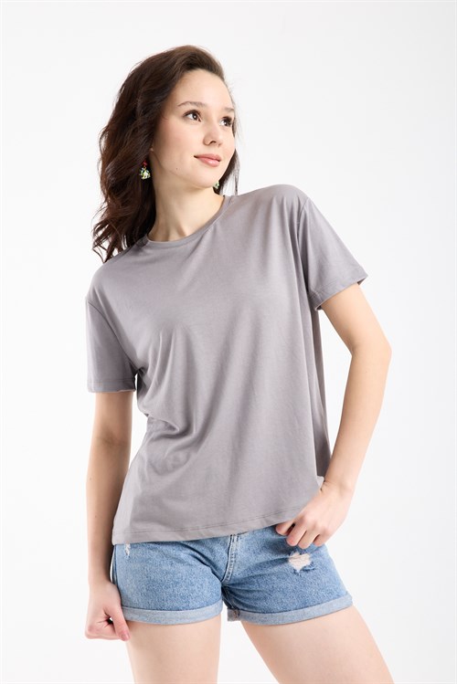 Wholesale Womens Gray Basic T-Shirt