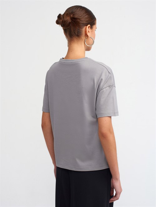 Wholesale Womens Gray Basic T-Shirt