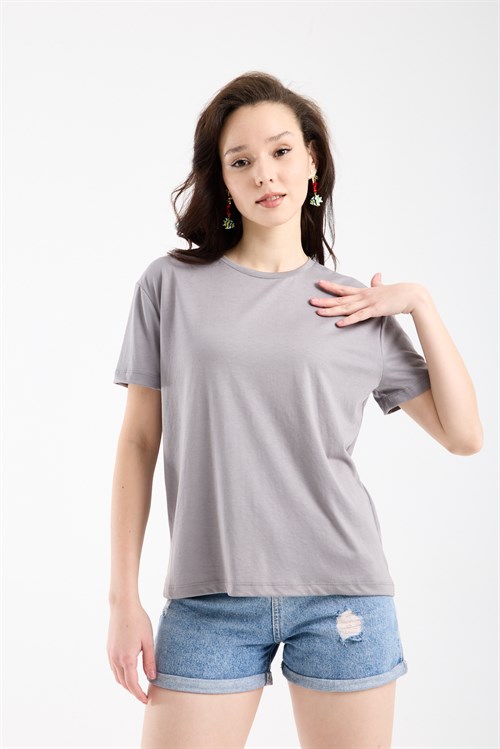 Wholesale Womens Gray Basic T-Shirt