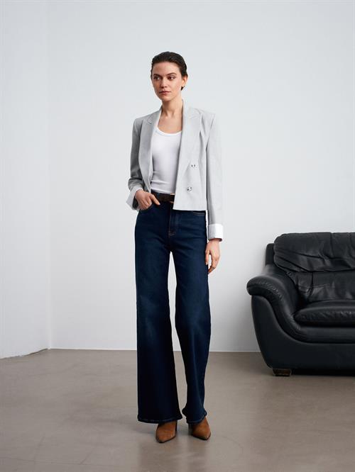 Wholesale Womens Gray Cuffed Crop Blazer