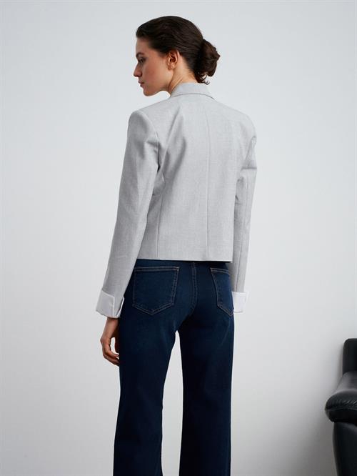 Wholesale Womens Gray Cuffed Crop Blazer