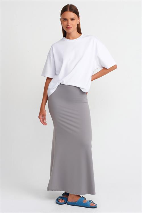 Wholesale Womens Gray High Waist Long Skirt