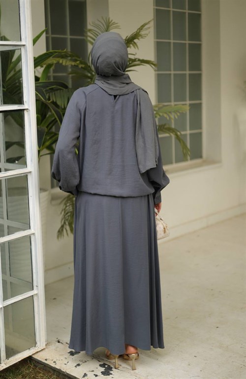 Wholesale Womens Gray Maxi Hijab Dress