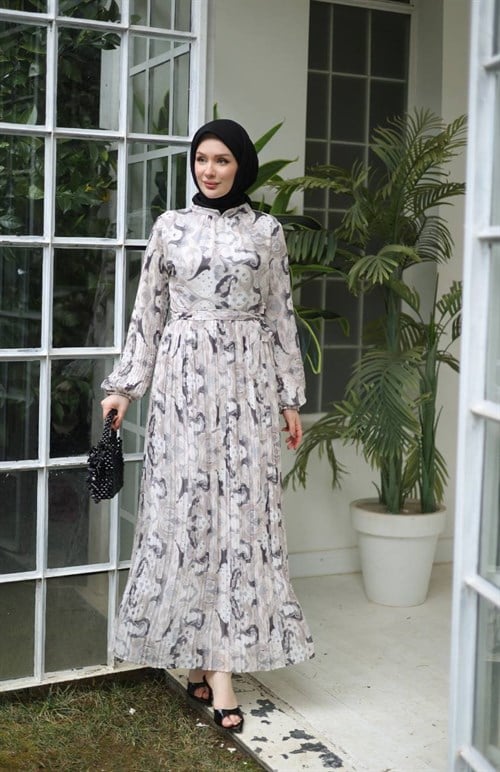 Wholesale Womens Gray Maxi Hijab Dress