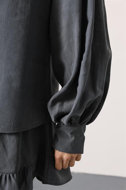 Wholesale Womens Gray Oversized Shirt with Bishop Sleeves