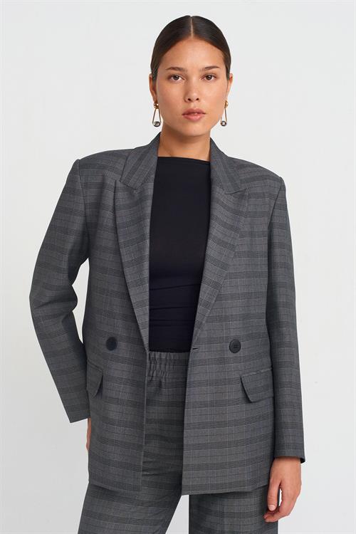 Wholesale Womens Gray Plaid Blazer Jacket