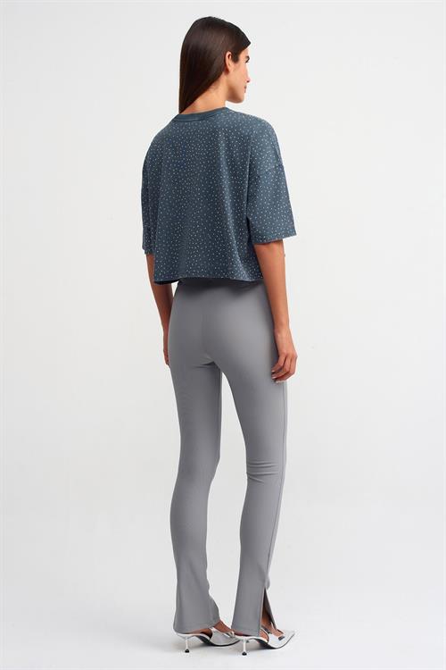 Wholesale Womens Gray Slit Leg Leggings