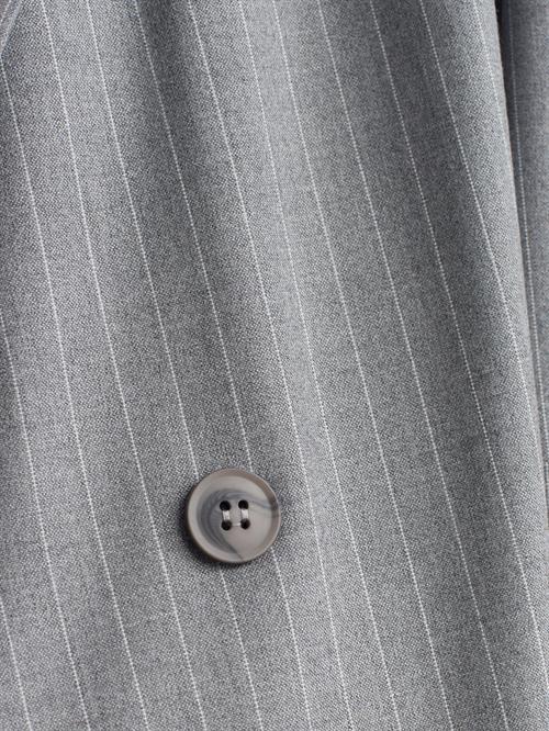 Wholesale Womens Gray Striped Blazer with Three-Quarter Sleeves