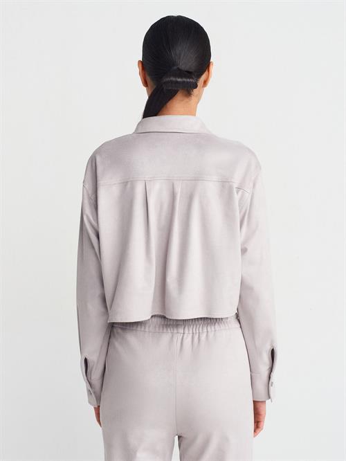 Wholesale Womens Gray Suede Crop Shirt