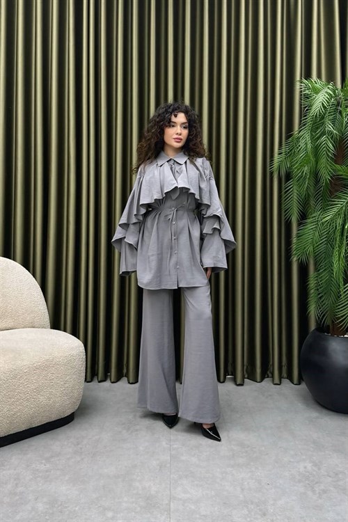 Wholesale Womens Gray Two-Piece Hijab Set