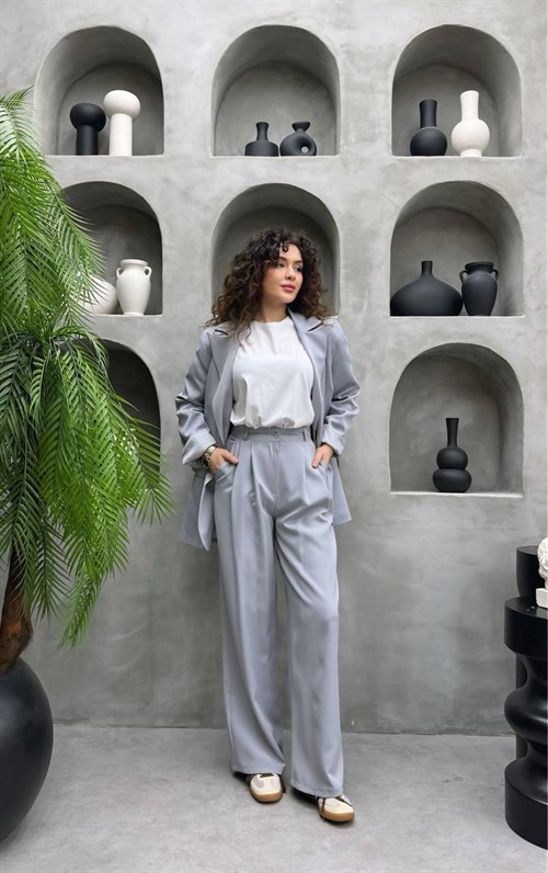 Wholesale Womens Gray Two-Piece Hijab Set